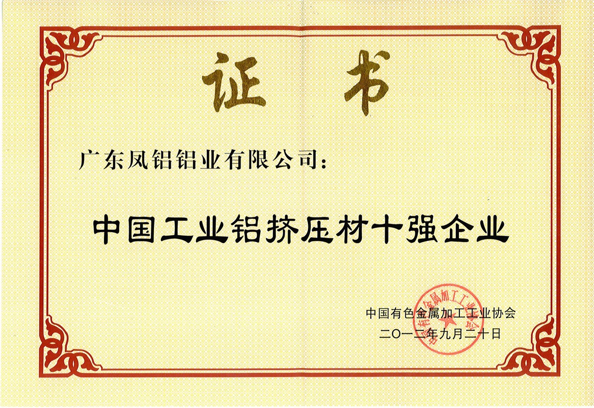 中國工業(yè)鋁擠壓材排名第四